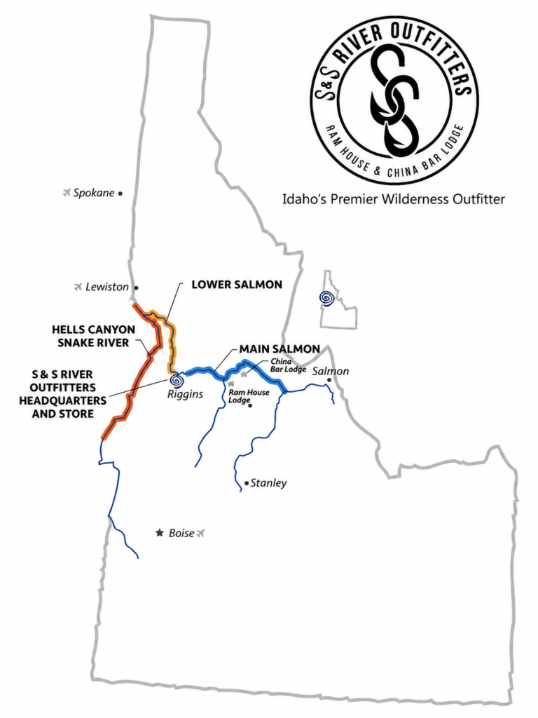 Idaho Salmon and Snake Rivers map of S&S operations